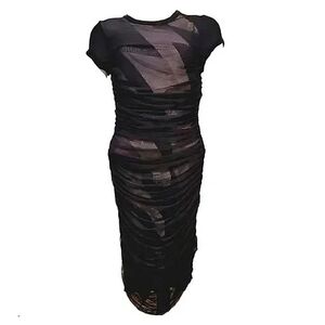 BCBG MaxAzria Dress Party Curvy Black Comb Overlay﻿ Fitted sz Medium NWT